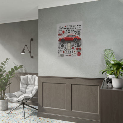 Red Classic Porsche Rolled Poster