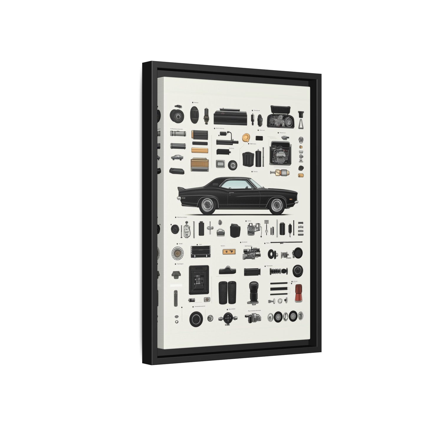 Black Mustang Framed Canvas