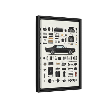 Black Mustang Framed Canvas