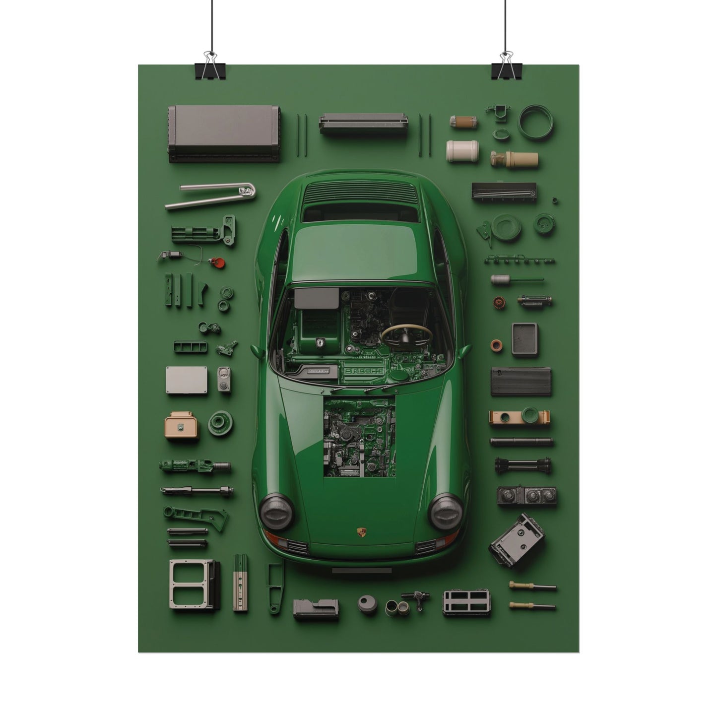 Green Classic Porsche Rolled Poster