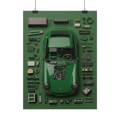 Green Classic Porsche Rolled Poster