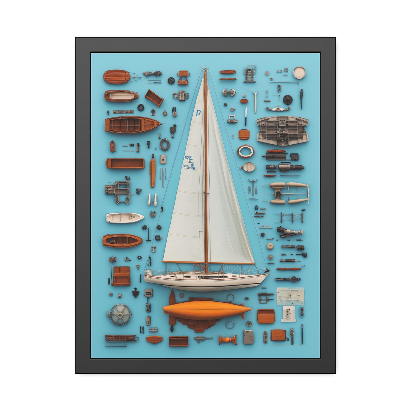 Sailboat White Framed Poster US