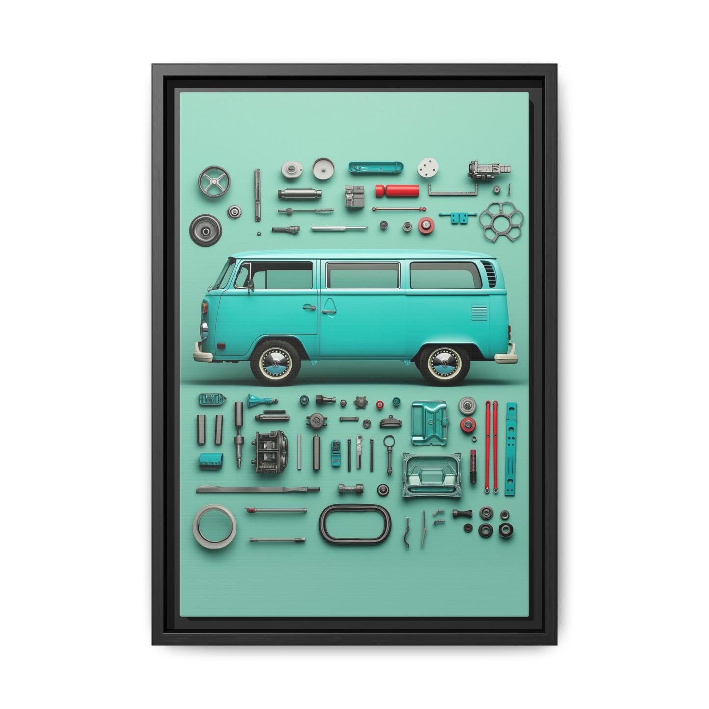 Blue Classic Van Framed Canvas