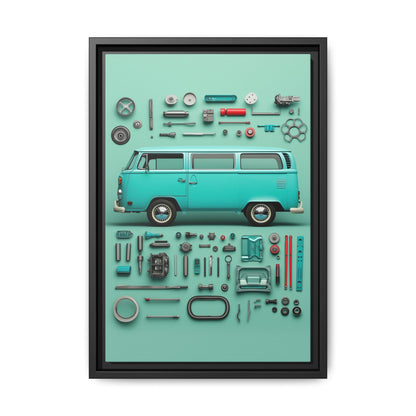 Blue Classic Van Framed Canvas