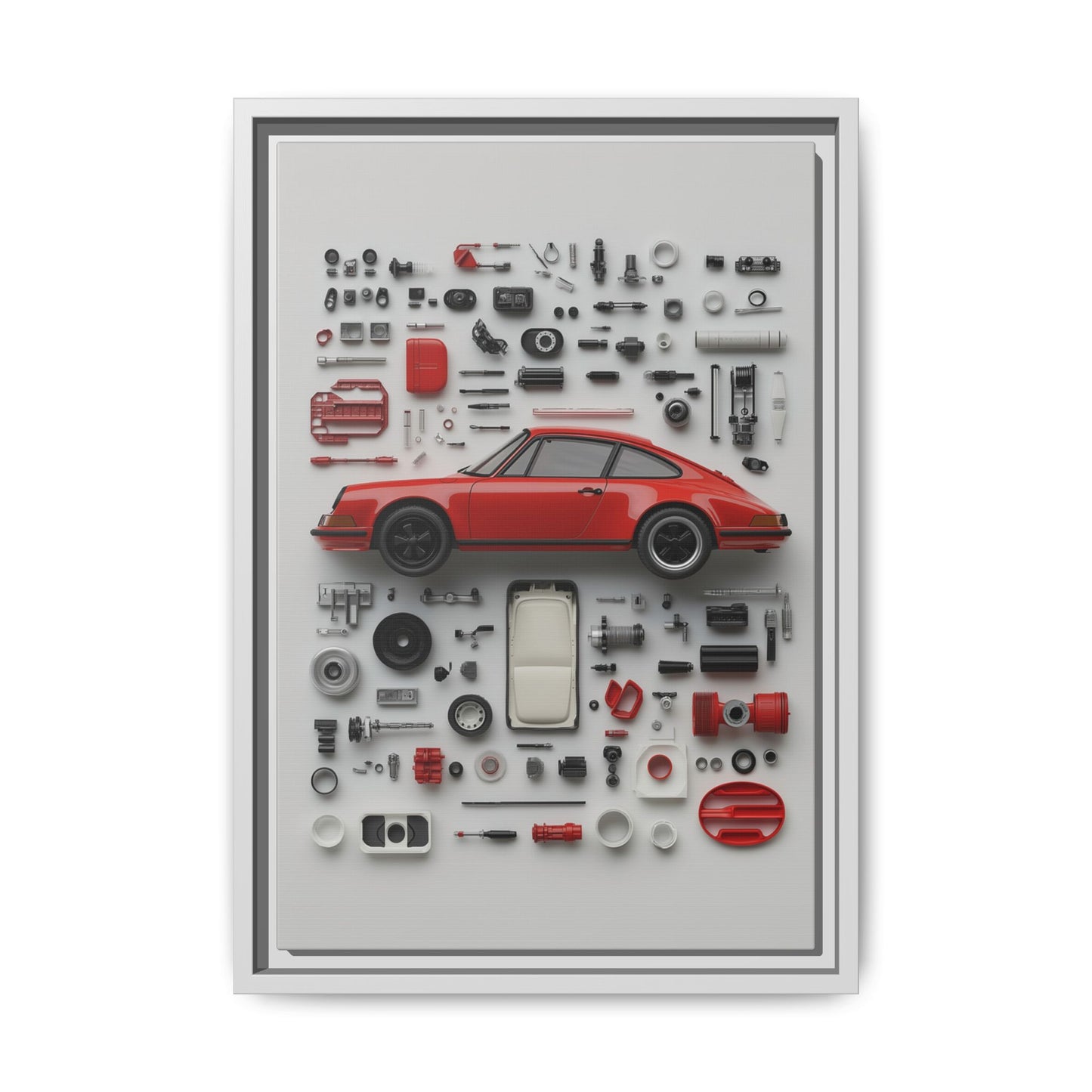 Red Classic Porsche Framed Canvas