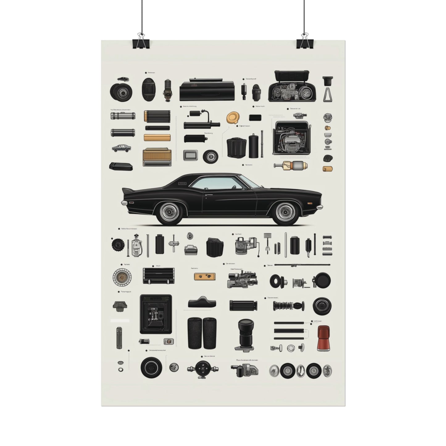 Black Mustang Rolled Poster