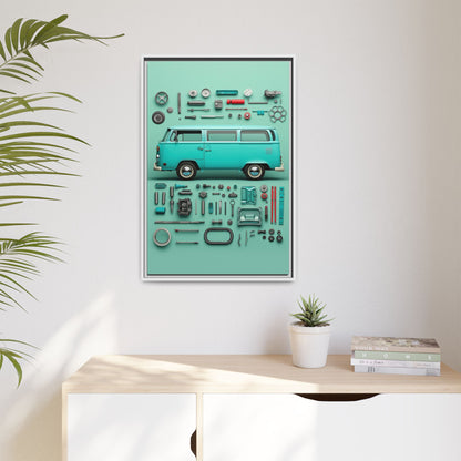 Blue Classic Van Framed Canvas