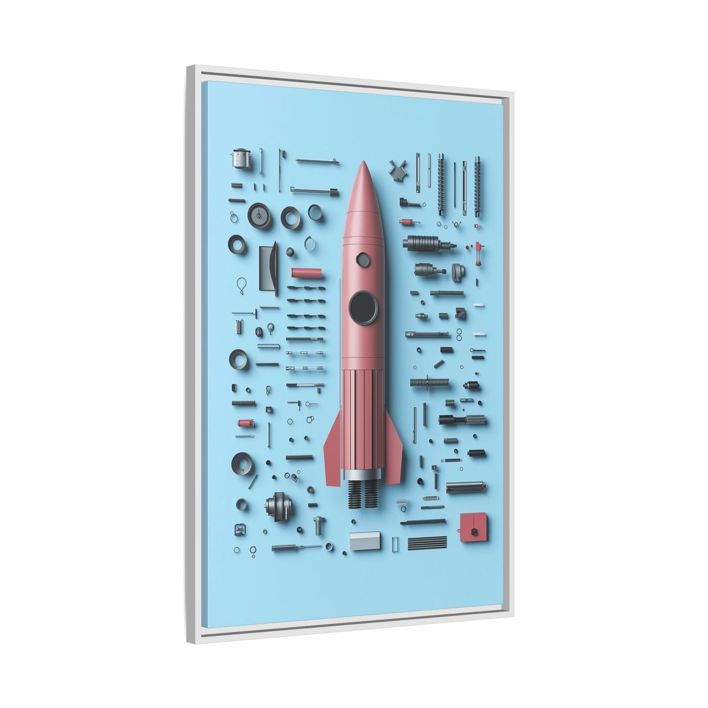 Pink Rocket Framed Canvas