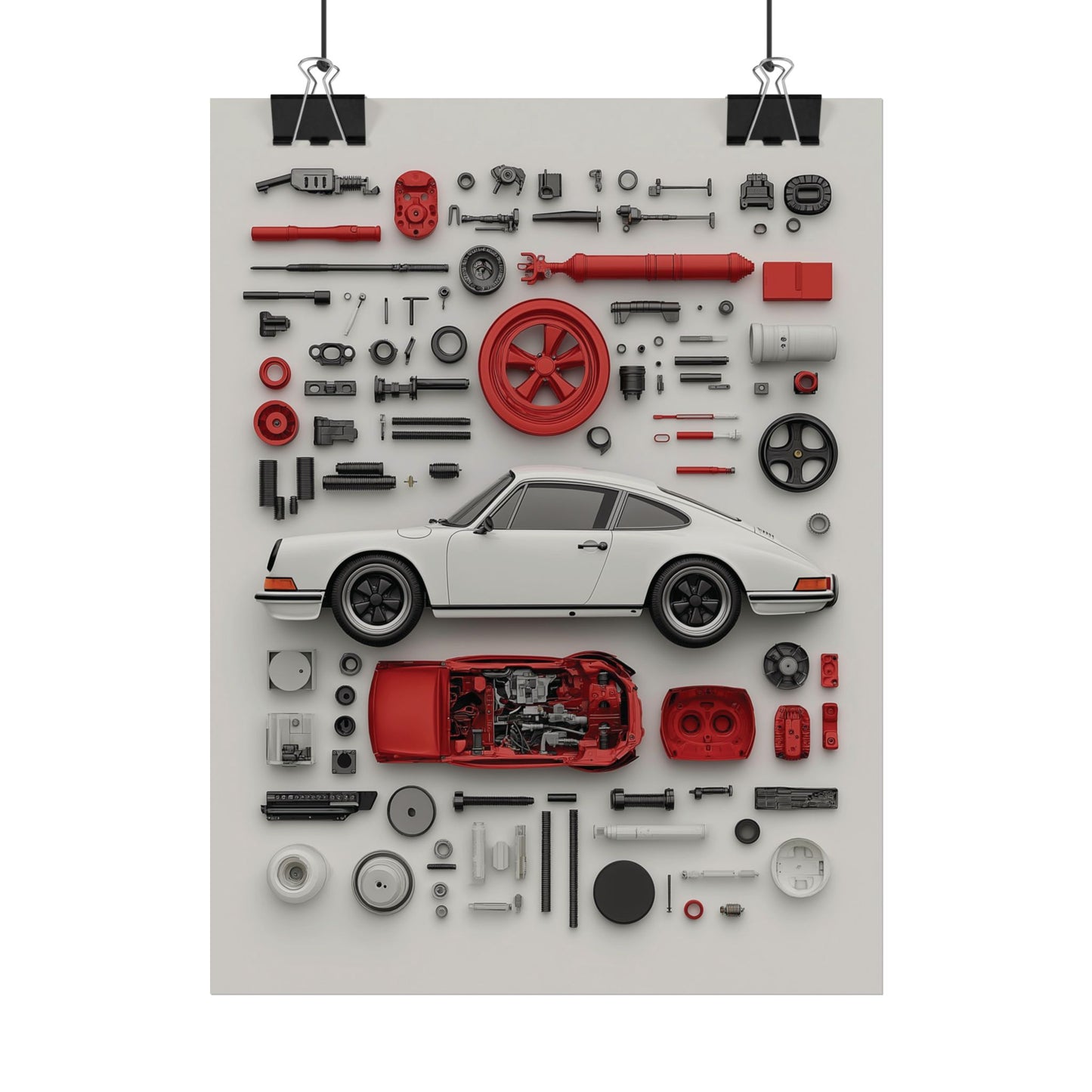 White Classic Porsche Rolled Poster