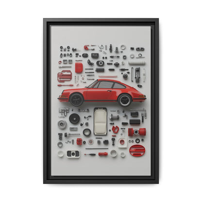Red Classic Porsche Framed Canvas