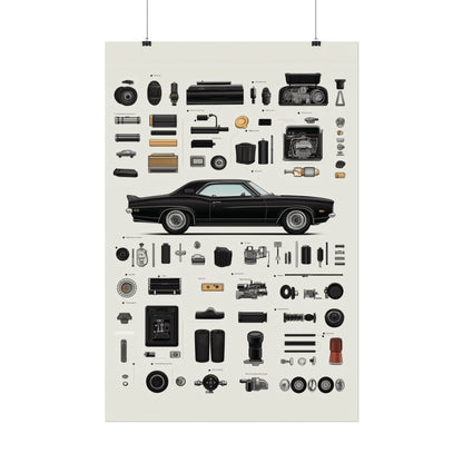 Black Mustang Rolled Poster