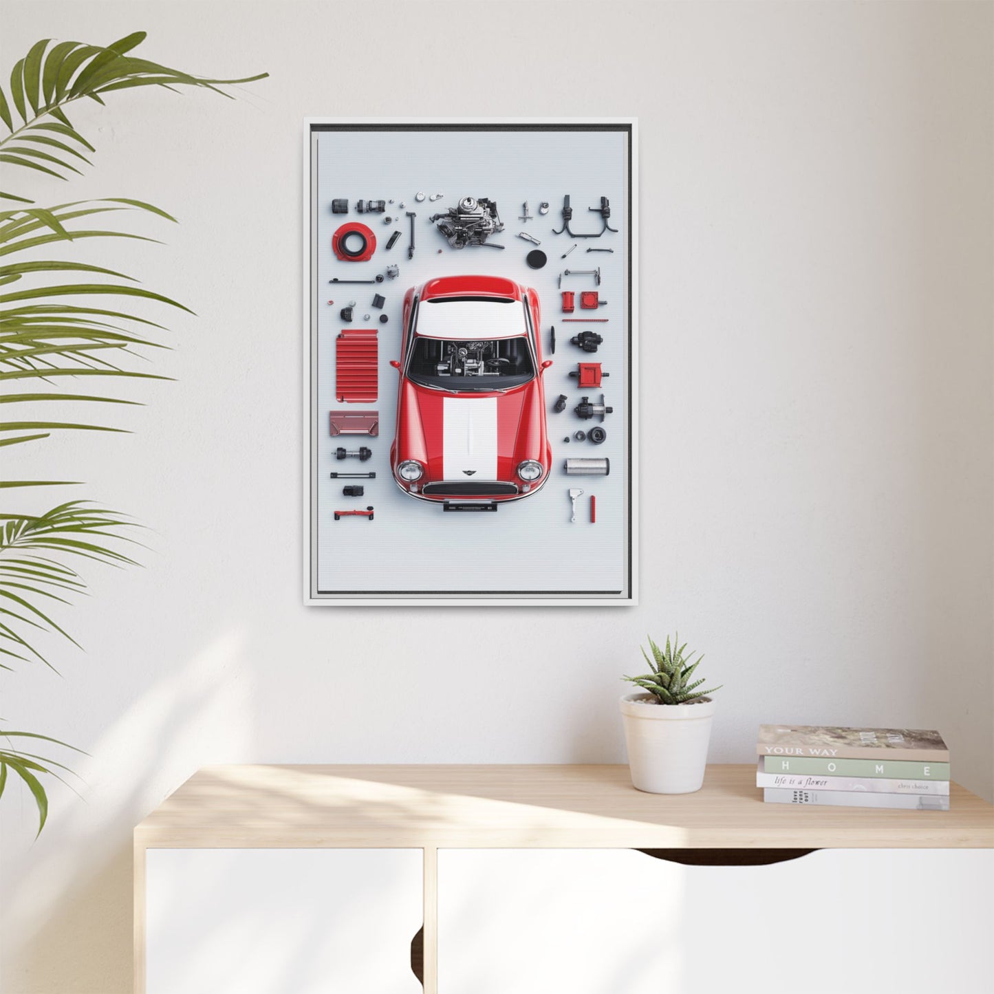 Mini Cooper Mod Framed Canvas