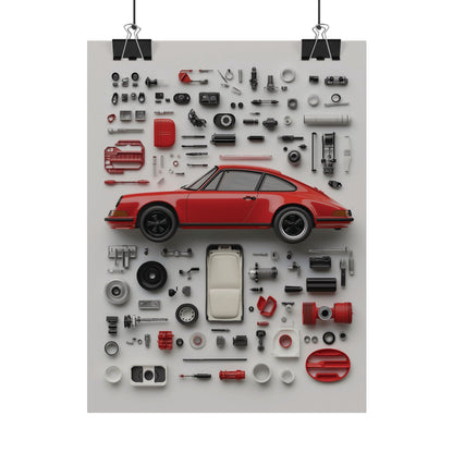 Red Classic Porsche Rolled Poster