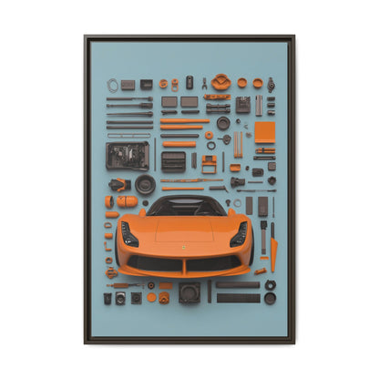 Orange Ferrari Framed Canvas