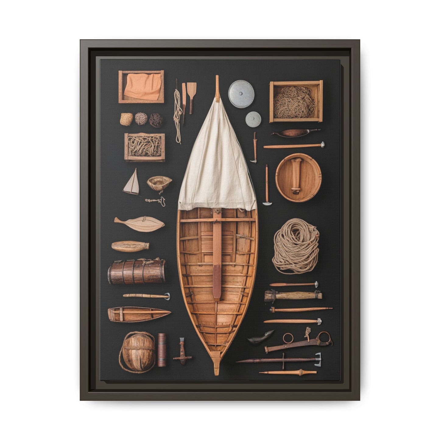 Wood Boat Framed Canvas