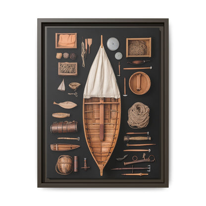 Wood Boat Framed Canvas