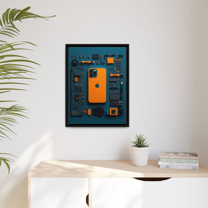 IPhone Orange Framed Canvas
