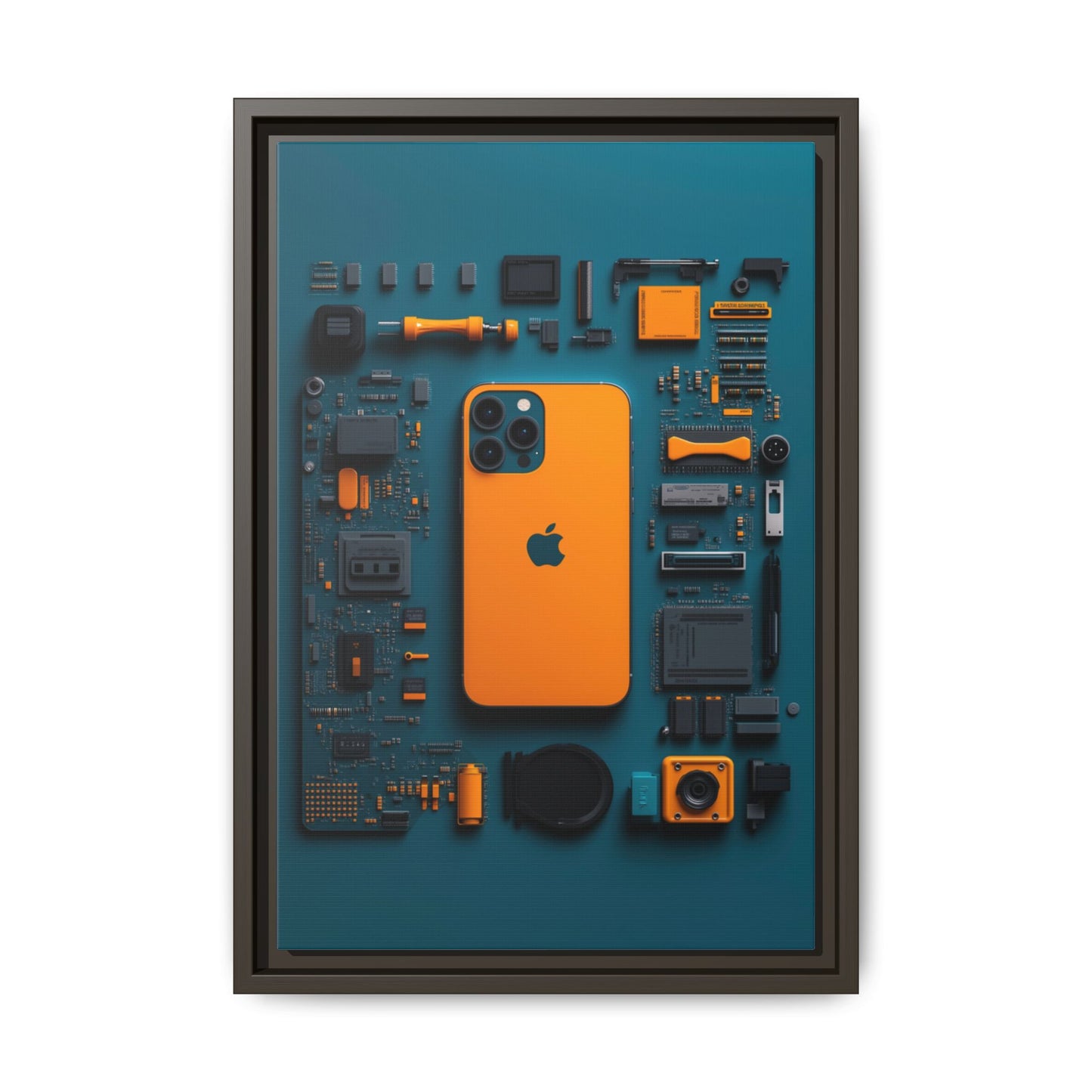 IPhone Orange Framed Canvas
