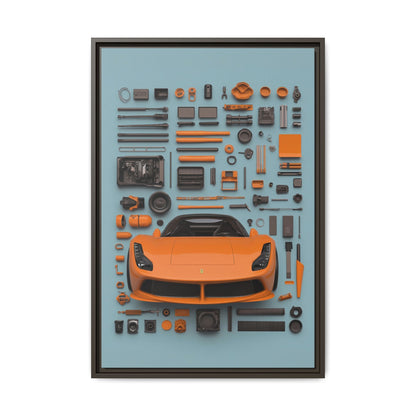 Orange Ferrari Framed Canvas