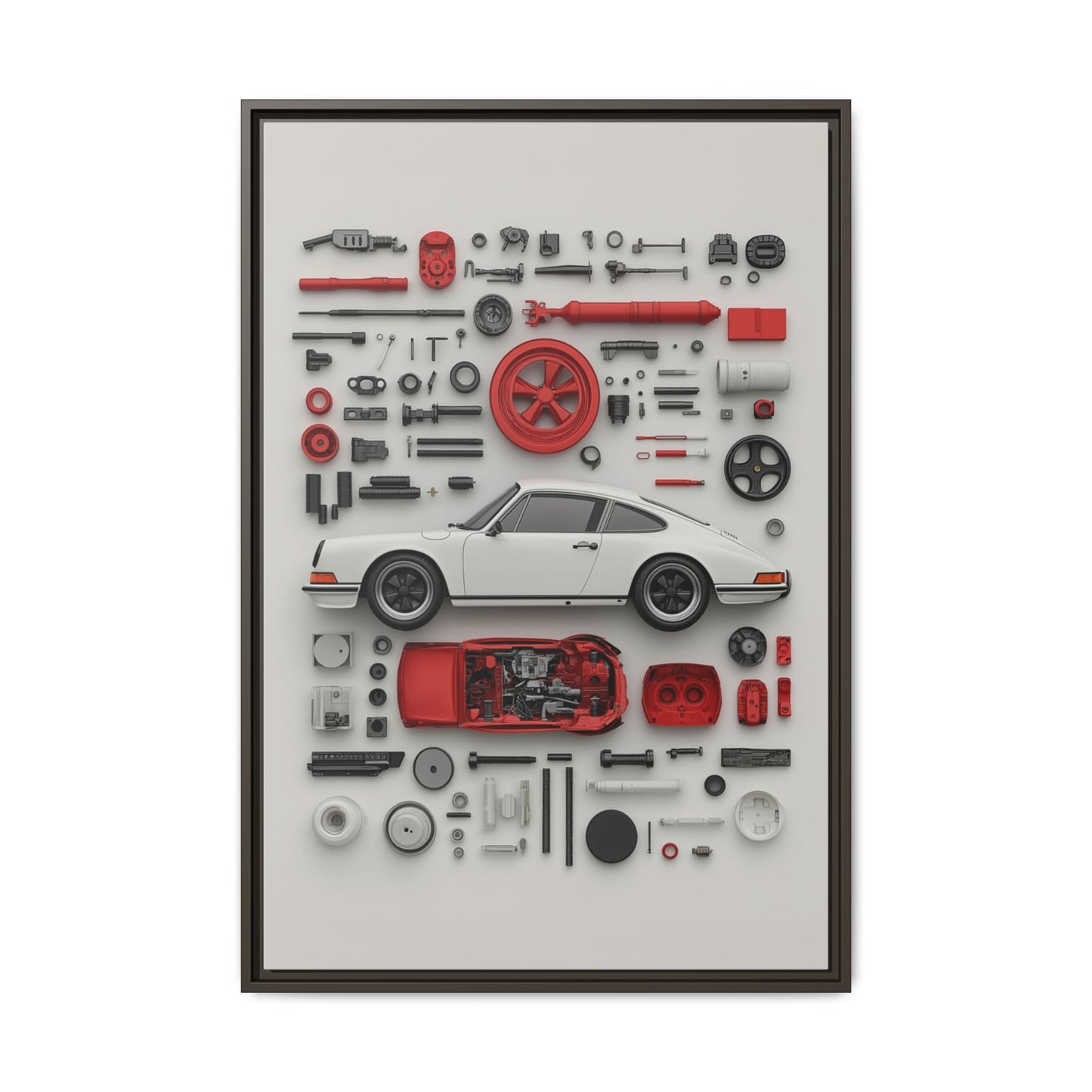 White Classic Porsche Framed Canvas
