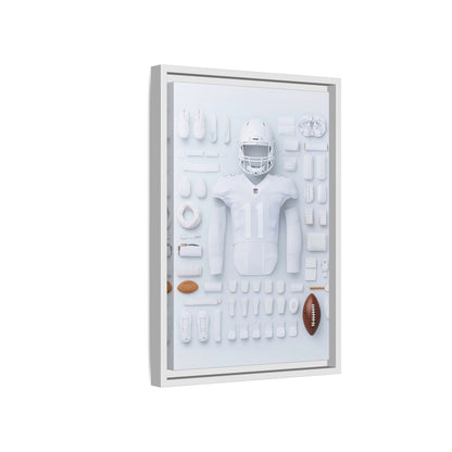 American Football White Framed Canvas