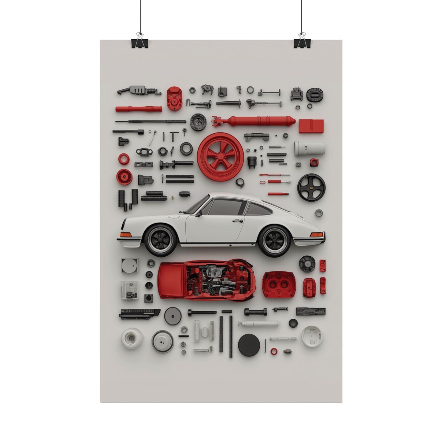 White Classic Porsche Rolled Poster