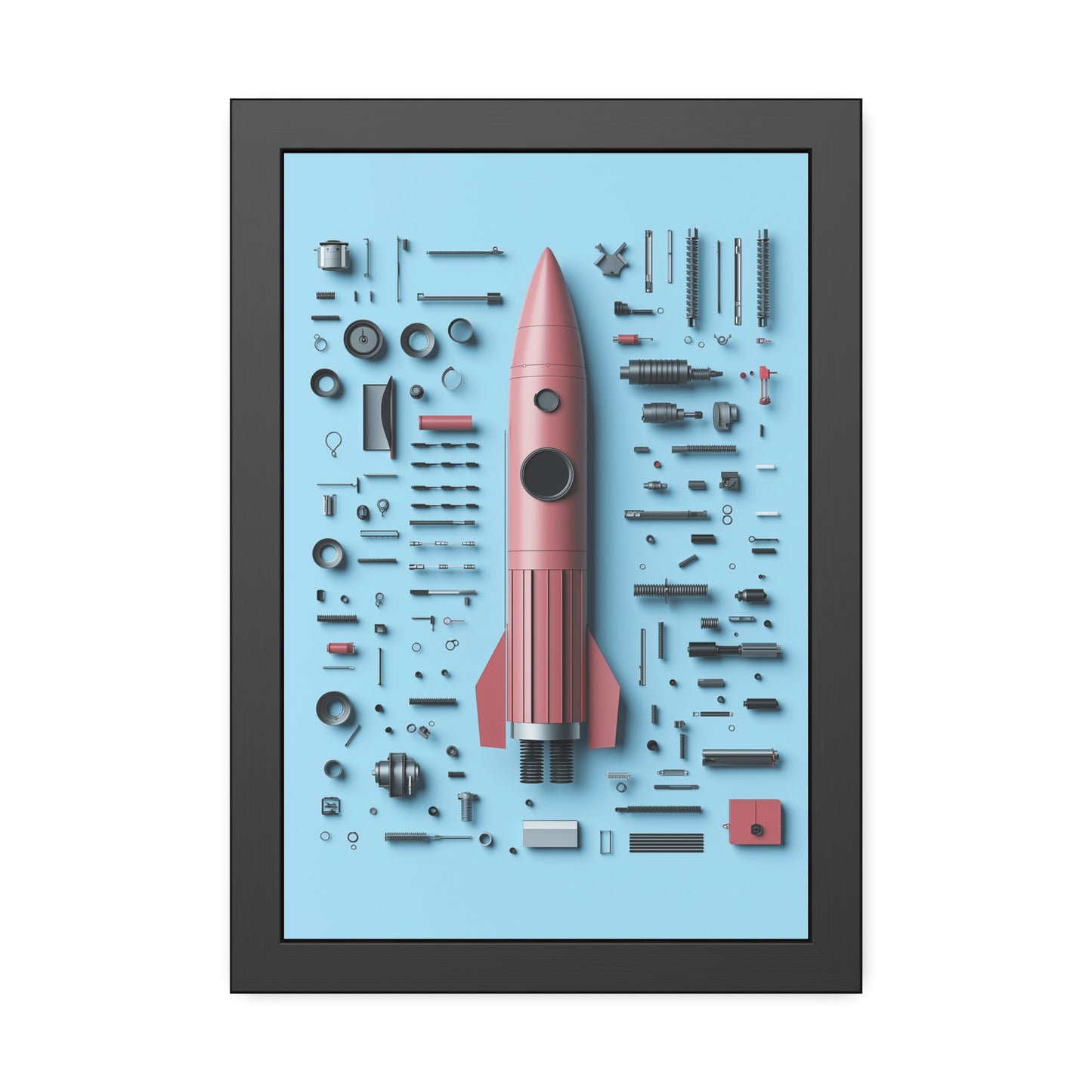 Pink Rocket Framed Poster US