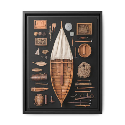 Wood Boat Framed Canvas
