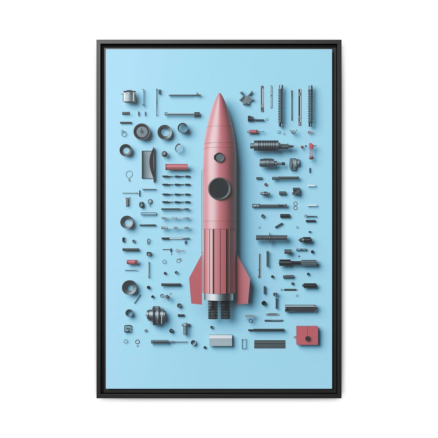 Pink Rocket Framed Canvas