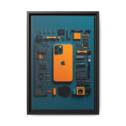 IPhone Orange Framed Canvas