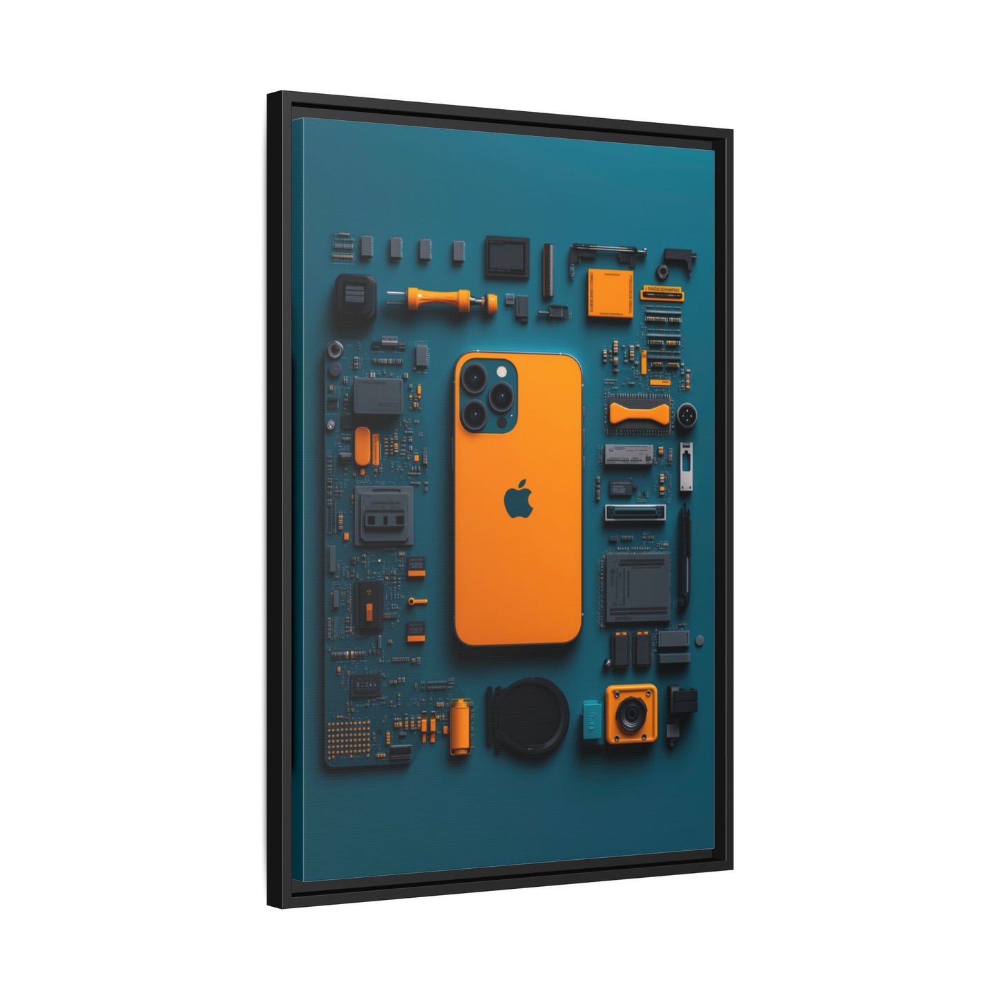 IPhone Orange Framed Canvas