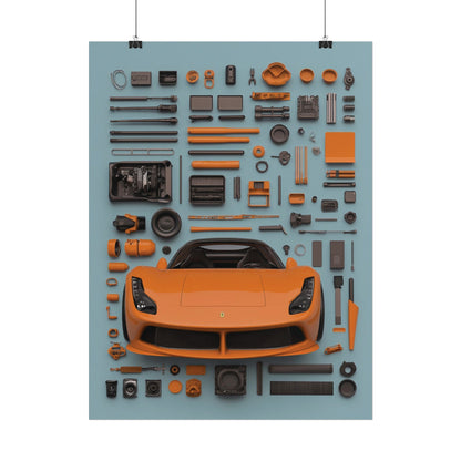 Orange Ferrari Rolled Poster