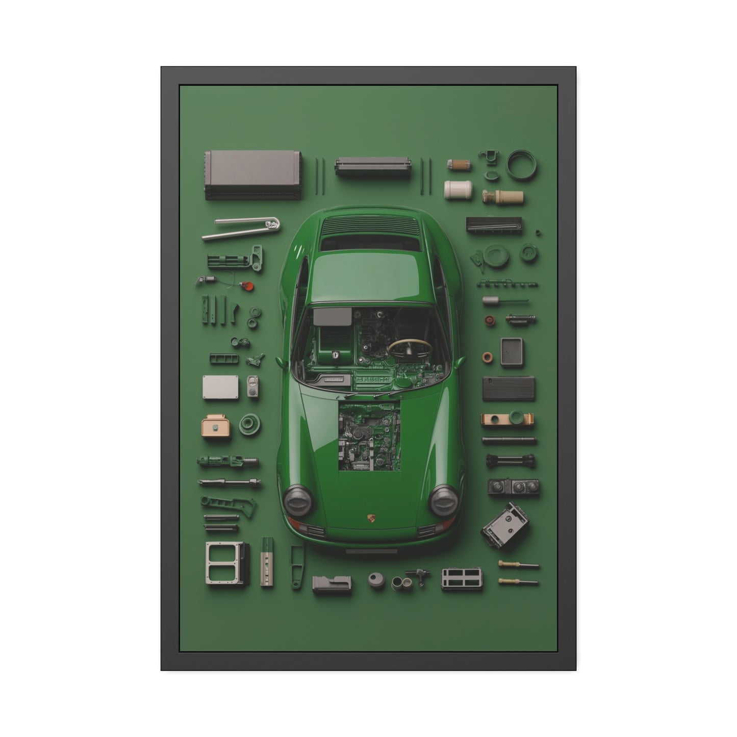 Green Classic Porsche Framed Poster US