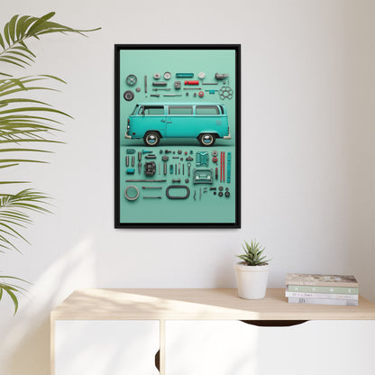 Blue Classic Van Framed Canvas