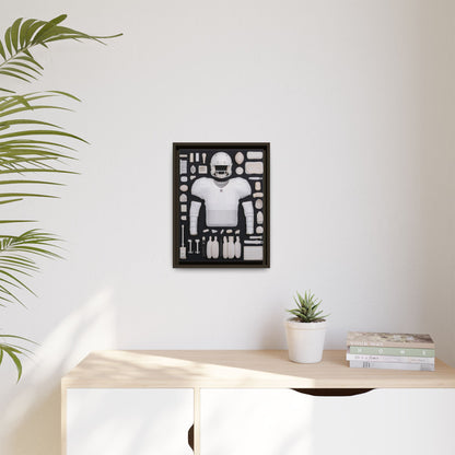 American Football Black Framed Canvas