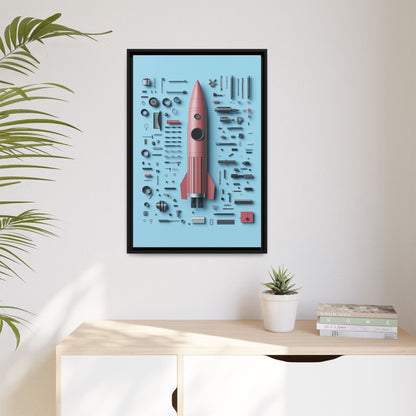 Pink Rocket Framed Canvas