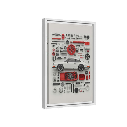White Classic Porsche Framed Canvas