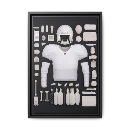 American Football Black Framed Canvas