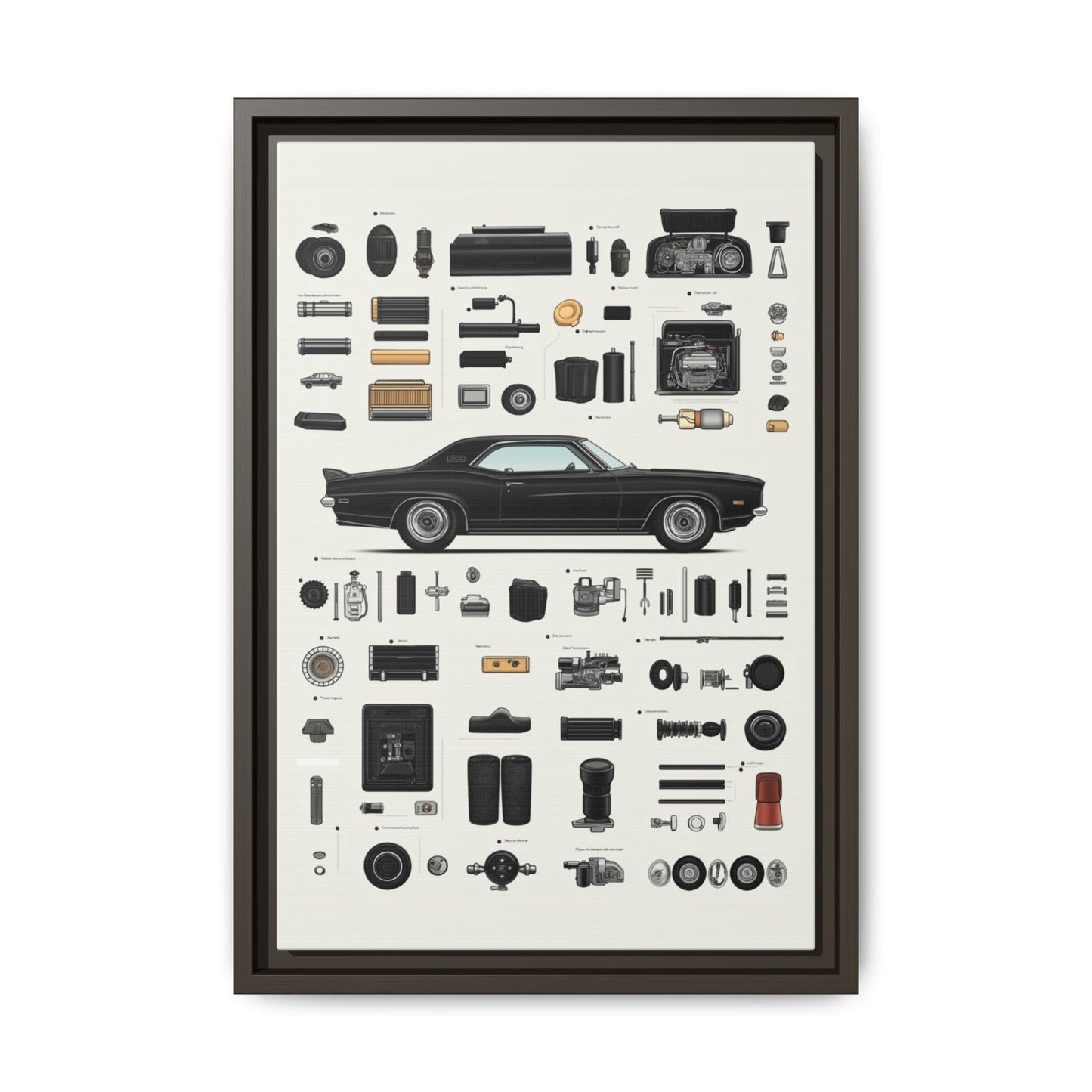 Black Mustang Framed Canvas