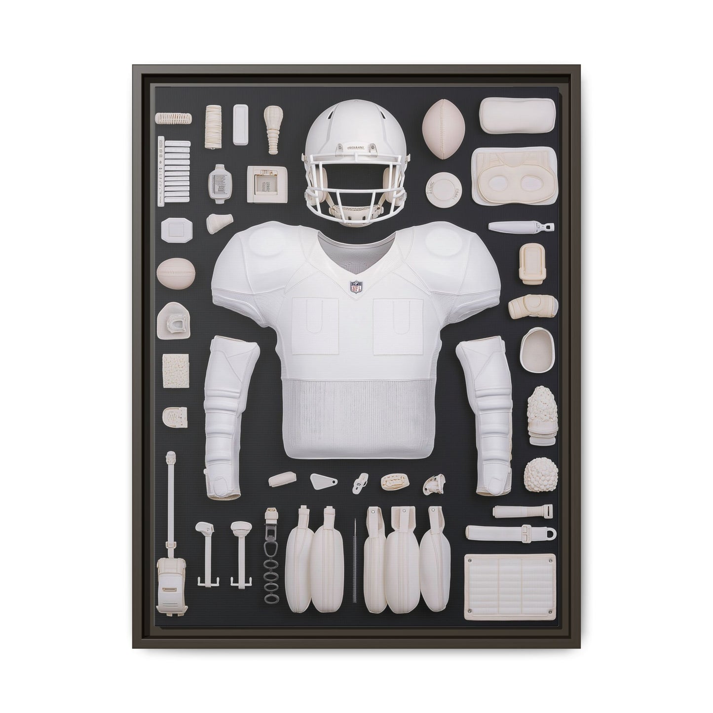 American Football Black Framed Canvas
