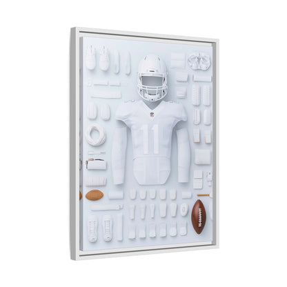 American Football White Framed Canvas