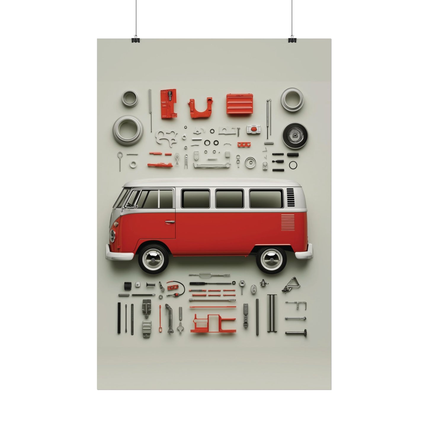Red Classic Van Rolled Poster