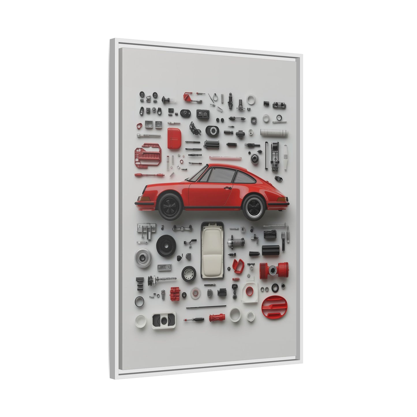 Red Classic Porsche Framed Canvas