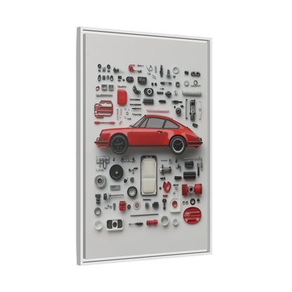Red Classic Porsche Framed Canvas