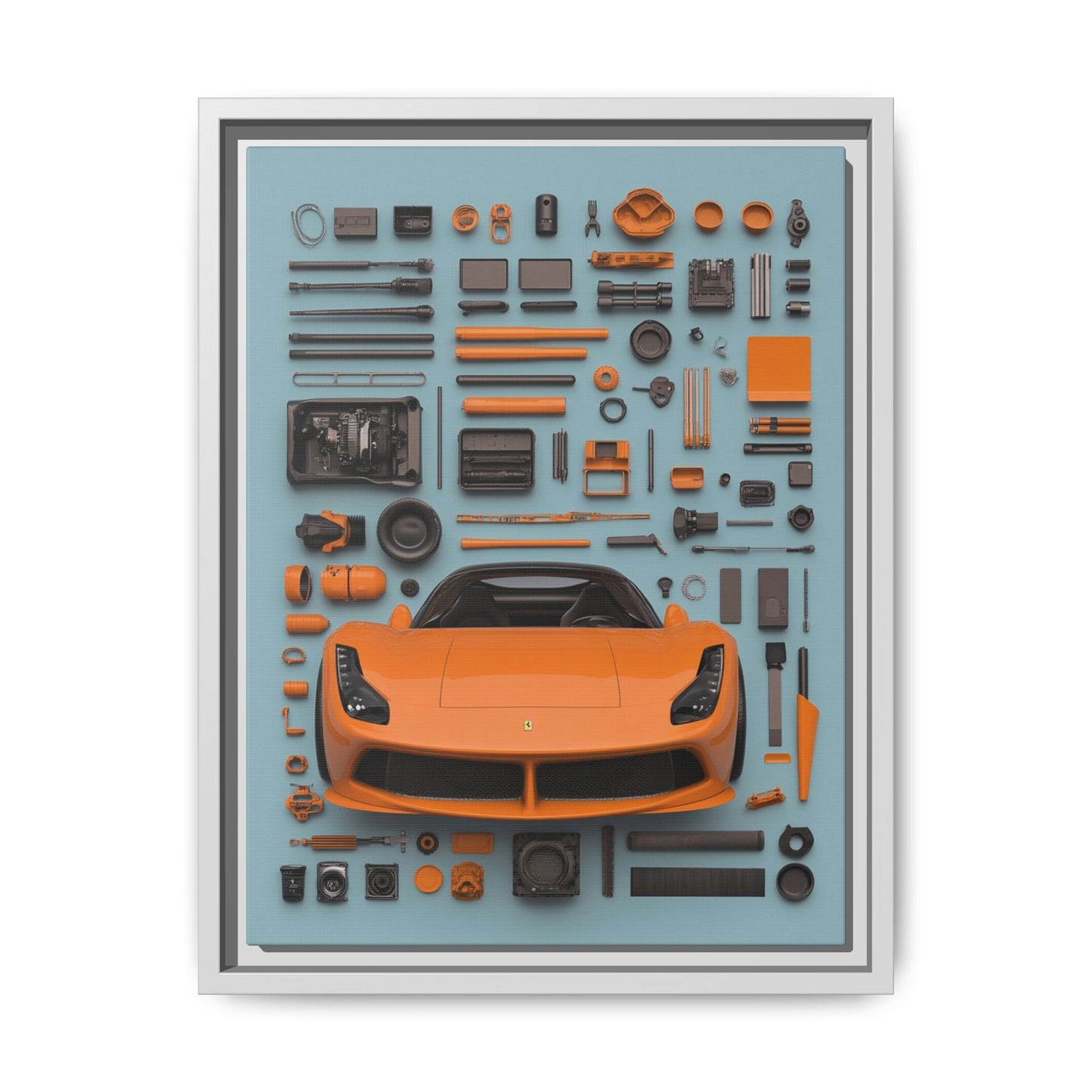 Orange Ferrari Framed Canvas