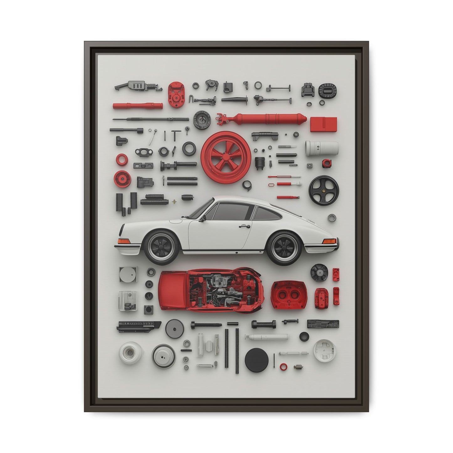 White Classic Porsche Framed Canvas