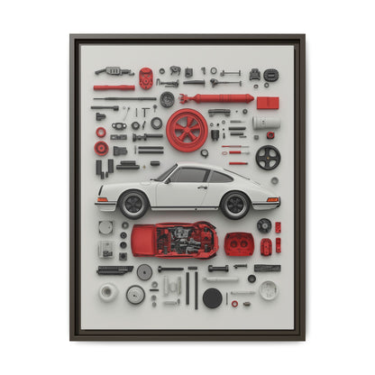 White Classic Porsche Framed Canvas
