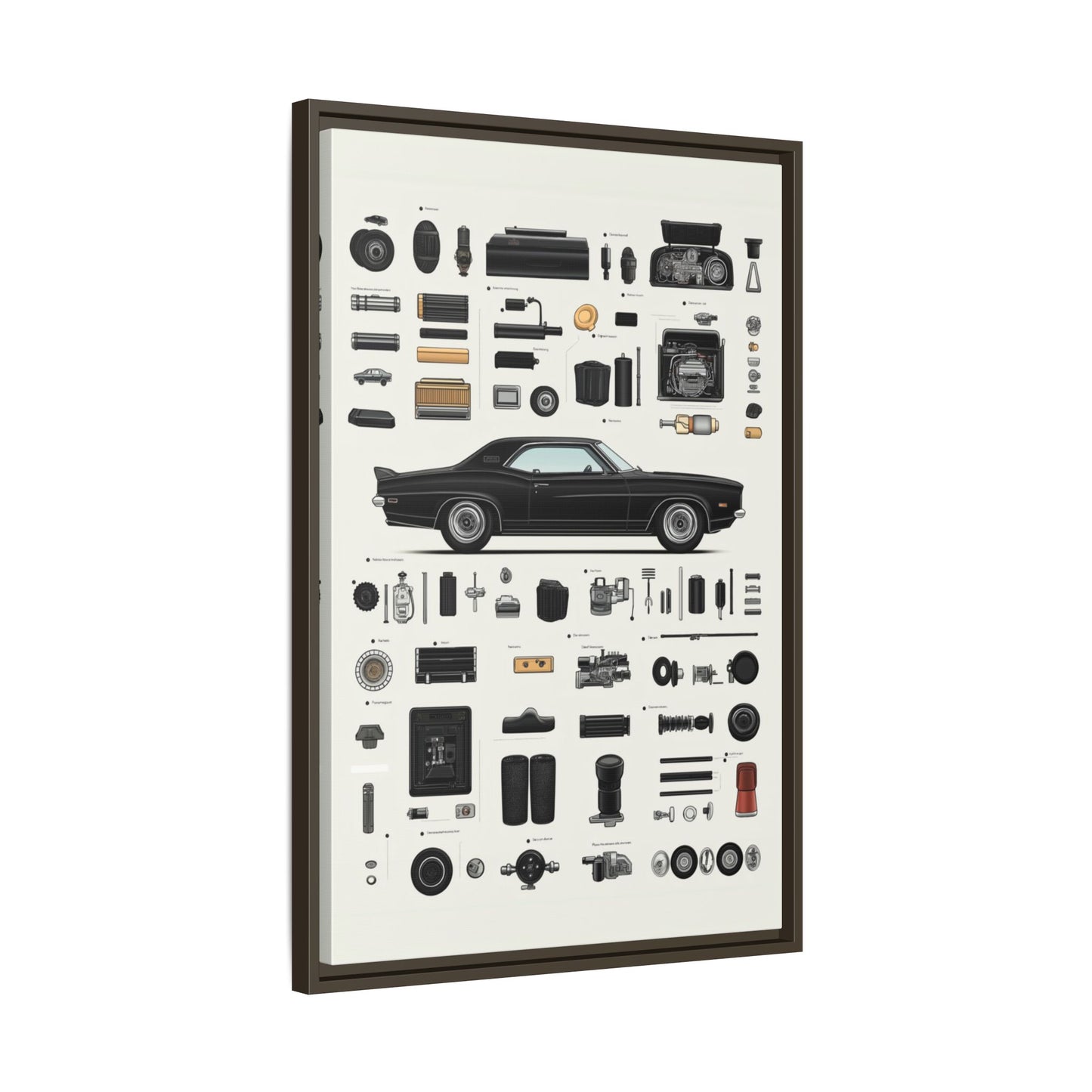 Black Mustang Framed Canvas