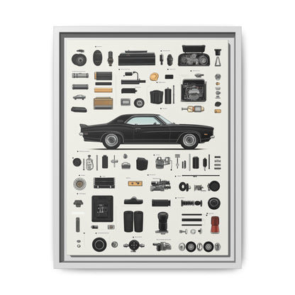 Black Mustang Framed Canvas