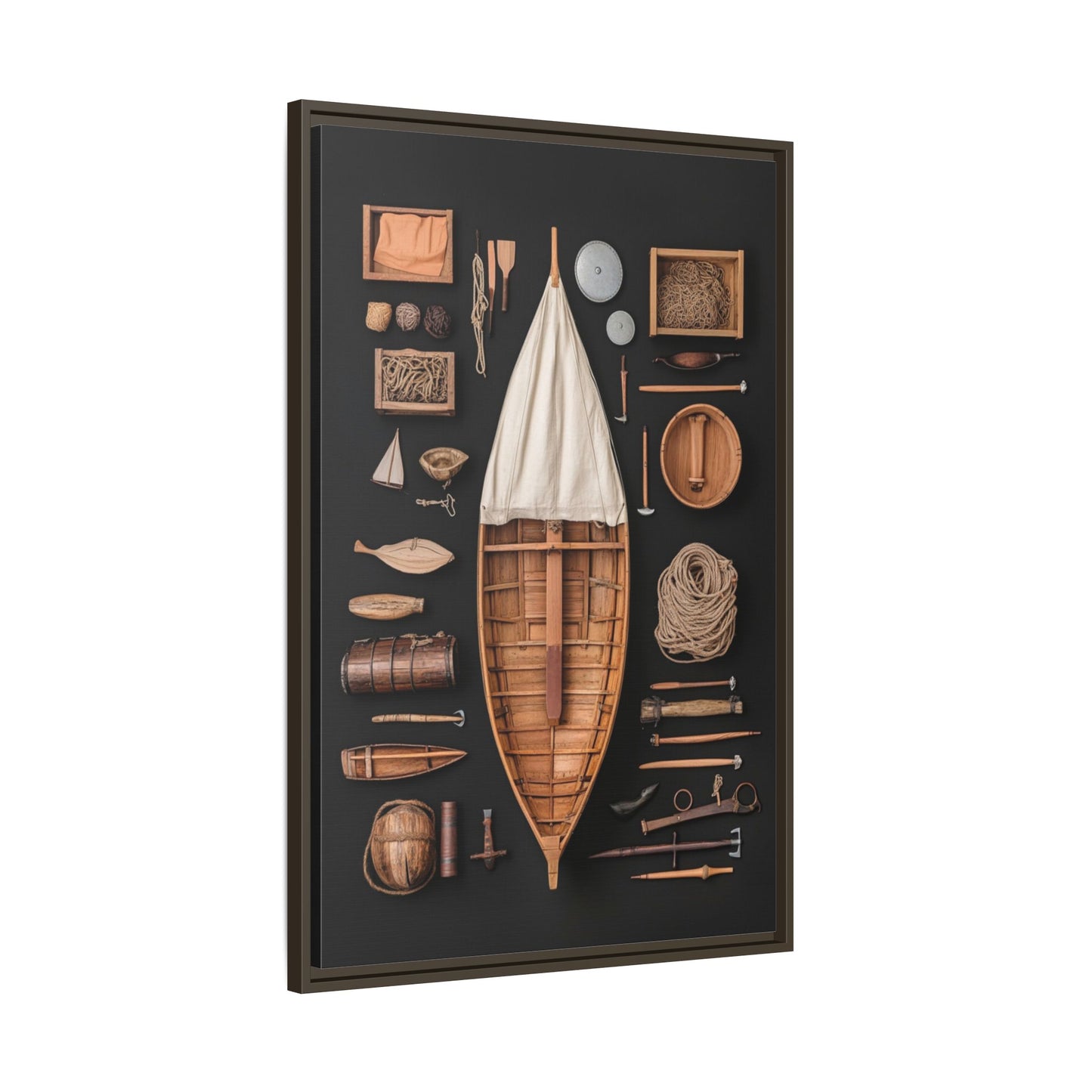 Wood Boat Framed Canvas